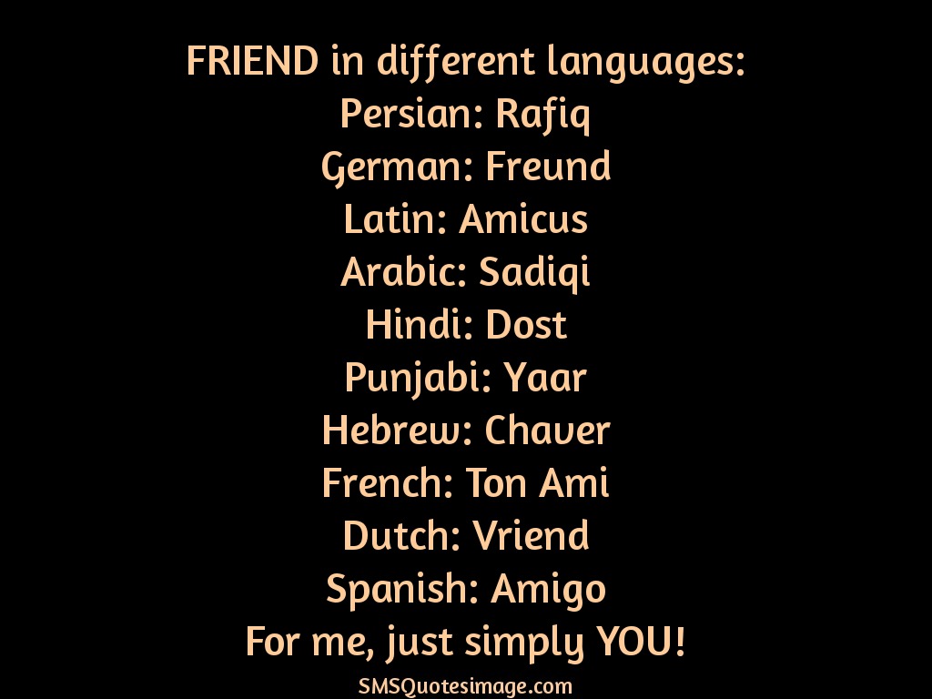 FRIEND in different languages - Friendship - SMS Quotes Image