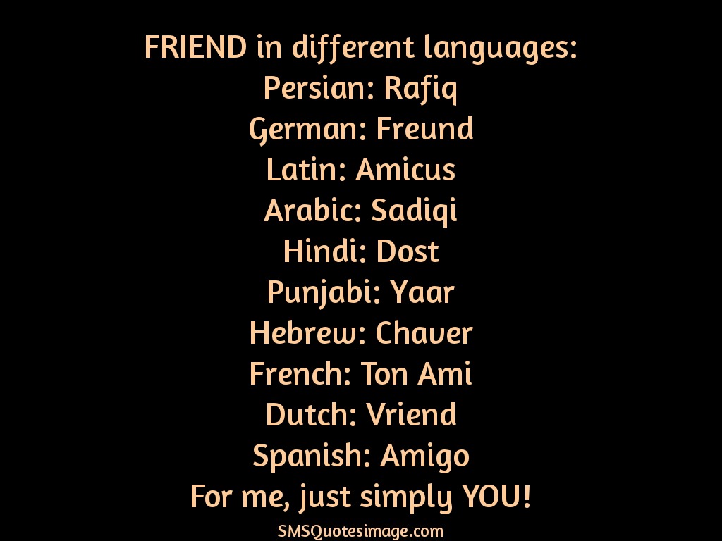 Friendship FRIEND in different languages