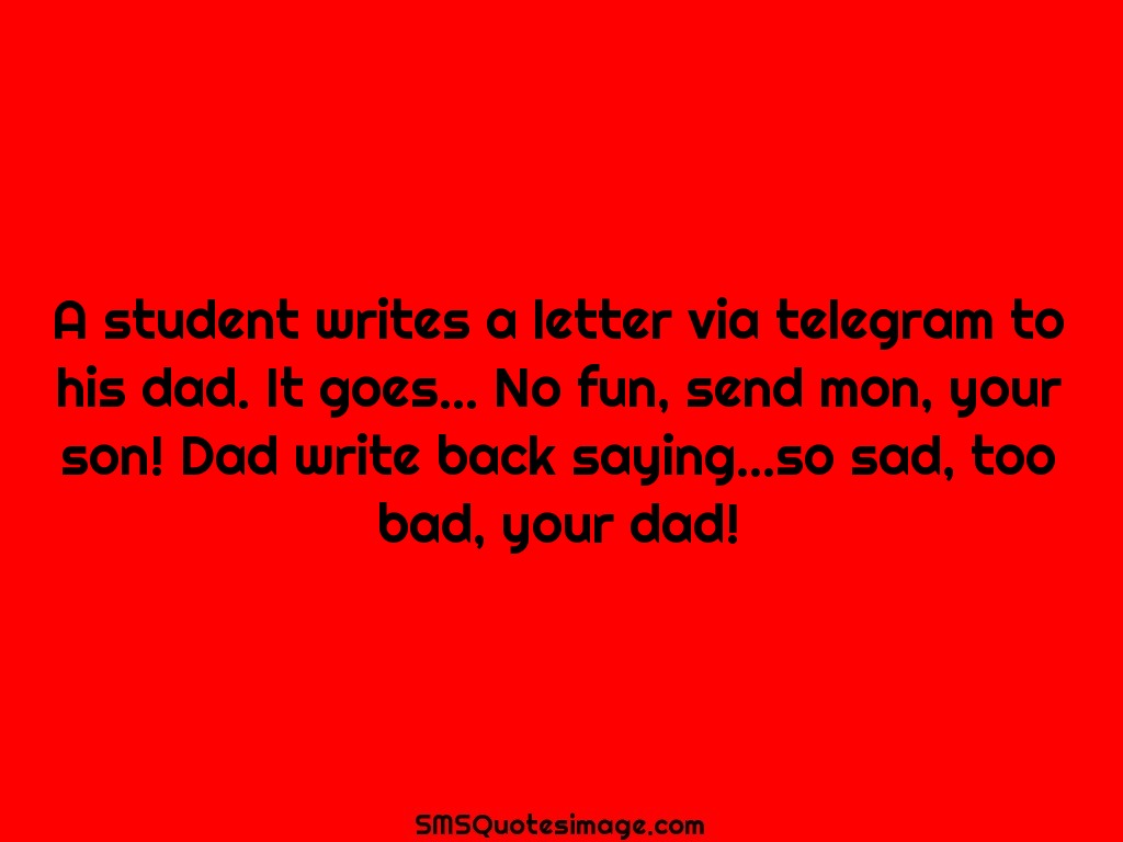 Funny A student writes a letter via telegram