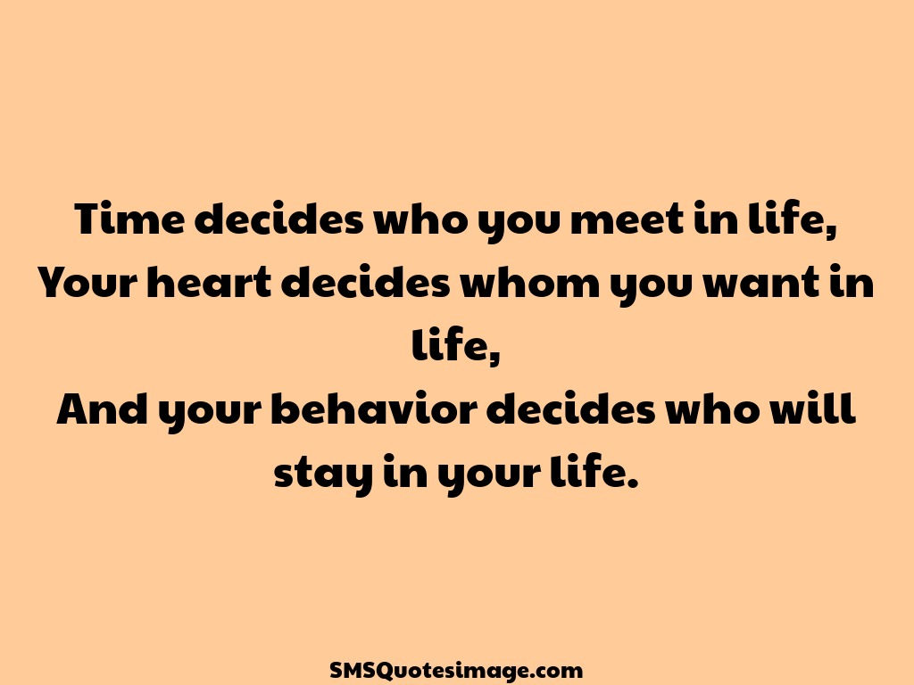 Wise Time decides who you meet