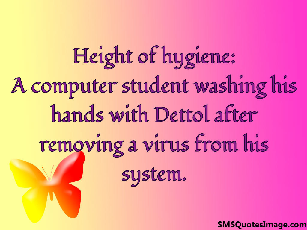 A computer student washing 