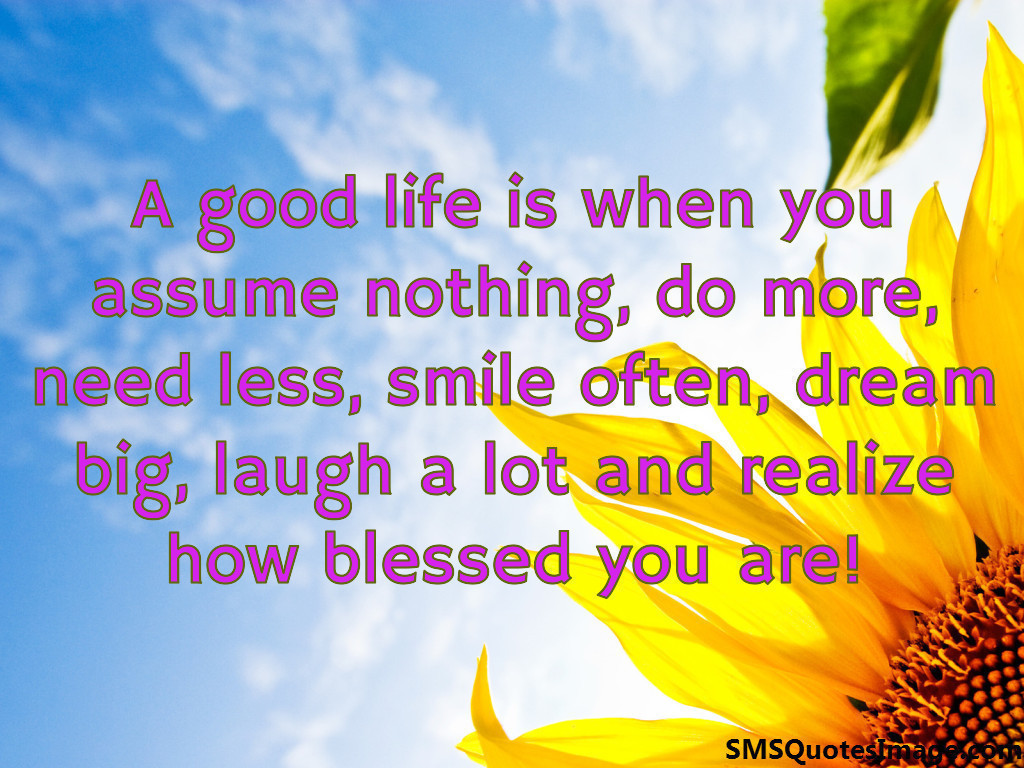 A good life is when you assume