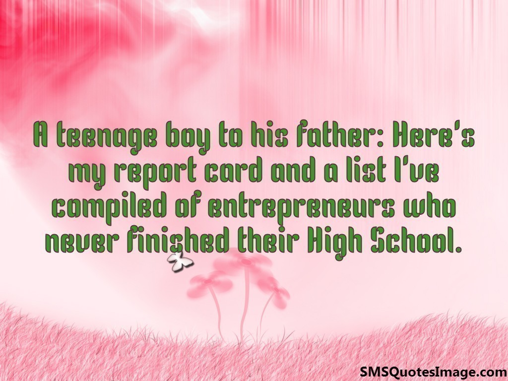 A teenage boy to his father
