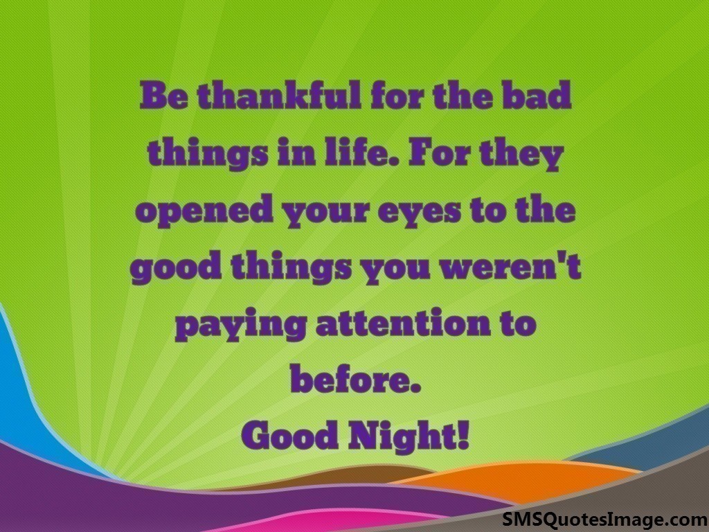 Be thankful for the bad things 